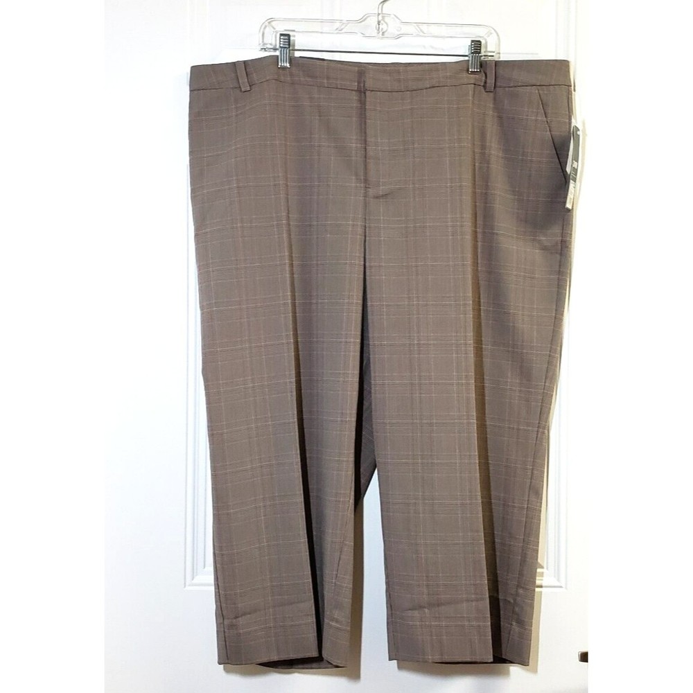 Mossimo NWT Crop Pants Size 24W Brown Plaid Business Dressy Pockets